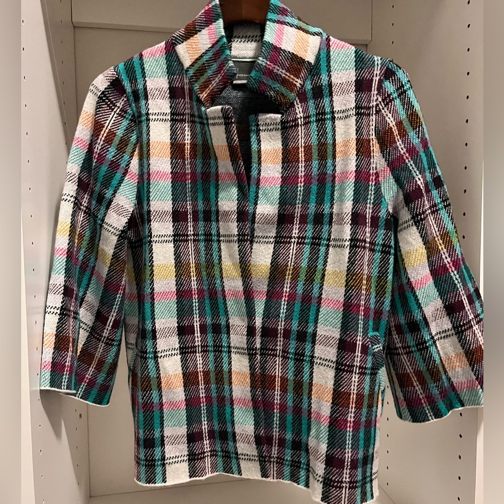Cropped Plaid Sweater Blazer - size S